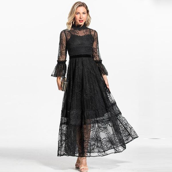 casual dresses moaayina fashion designer dress summer women's mesh long sleeve lace embroidery a-line black party vestidos, Black;gray
casual dresses moaayina fashion designer dress summer women's mesh long sleeve lace embroidery a-line black party vestidos, Black;gray