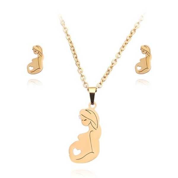earrings & necklace 2021 fashion mother pregnancy gold jewelry set for mother's day gift chain length 42 cm pendant 1.3*2.1*1, Silver
earrings & necklace 2021 fashion mother pregnancy gold jewelry set for mother's day gift chain length 42 cm pendant 1.3*2.1*1, Silver