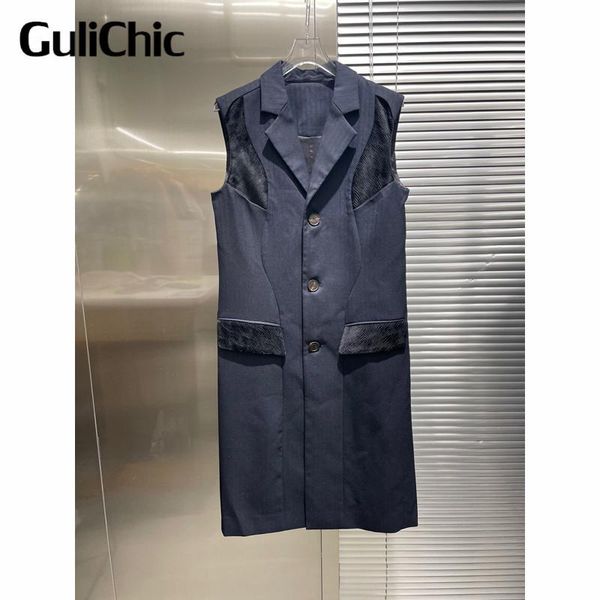 women's vests 7.26 gulichic temperament fashion patchwork striped sleeveless single breasted mid length vest, Black;white
women's vests 7.26 gulichic temperament fashion patchwork striped sleeveless single breasted mid length vest, Black;white