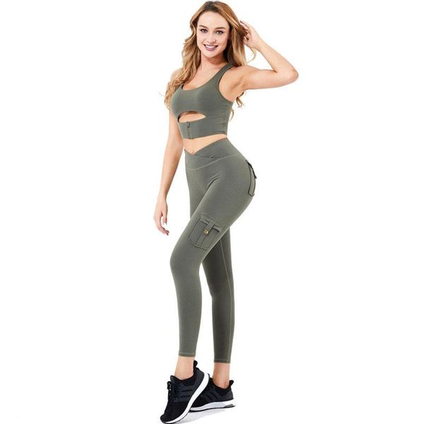 women yoga set more pocket fitness suit 2 piece sport leggings and zipper hollow out gym sportwear elastic workout clothes, White;red
women yoga set more pocket fitness suit 2 piece sport leggings and zipper hollow out gym sportwear elastic workout clothes, White;red