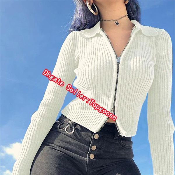 women sweater knitted cardigans slim fit crop knitwear zipper design long sleeve sweater selling women, White;black
women sweater knitted cardigans slim fit crop knitwear zipper design long sleeve sweater selling women, White;black