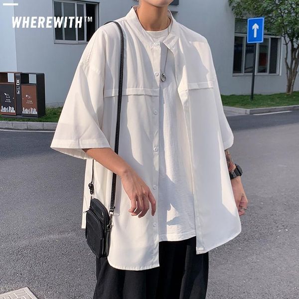 men's casual shirts wherewith short sleeve clothing summer harajuku shirt stand japanese white oversized cardigan vintage clothes, White;black
men's casual shirts wherewith short sleeve clothing summer harajuku shirt stand japanese white oversized cardigan vintage clothes, White;black