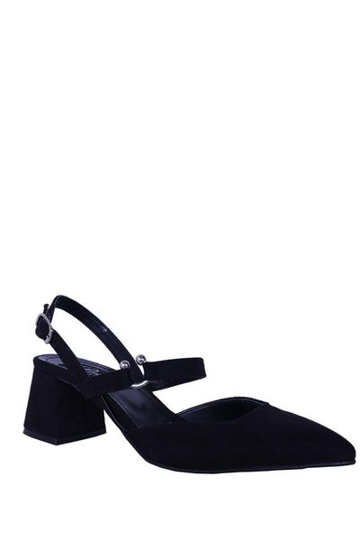 sandals women's black suede high-heeled shoes 39530