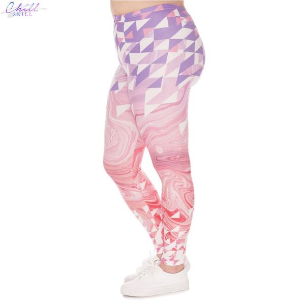 women's leggings chill skill fashion large plus size triangles pink marble printed trousers stretch pants for plump women, Black
women's leggings chill skill fashion large plus size triangles pink marble printed trousers stretch pants for plump women, Black