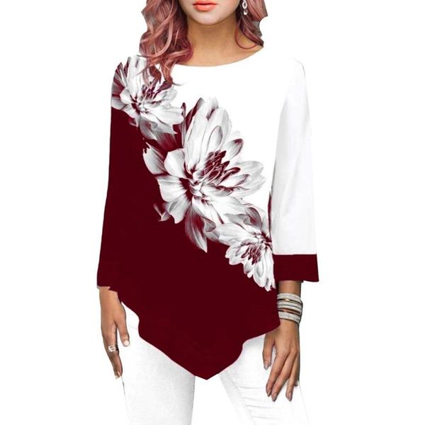 women's blouses & shirts shirt women plus size blouse fashion spring autumn 3/4 sleeve o neck floral print loose irregular hem female, White
women's blouses & shirts shirt women plus size blouse fashion spring autumn 3/4 sleeve o neck floral print loose irregular hem female, White