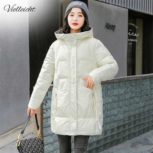 vielleicht winter thicken women's puffer coat glossy warm hooded long cotton padded jacket ladies down parkas 211216, Black
vielleicht winter thicken women's puffer coat glossy warm hooded long cotton padded jacket ladies down parkas 211216, Black