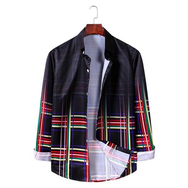 men's casual shirts fashion street men plaid shirt long sleeve loose gradient printed hawaiian mens hip hop chemise homme, White;black
men's casual shirts fashion street men plaid shirt long sleeve loose gradient printed hawaiian mens hip hop chemise homme, White;black