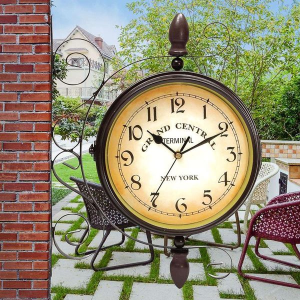 wall clocks european style retro metal double sided clock garden vintage mute home decoration
wall clocks european style retro metal double sided clock garden vintage mute home decoration