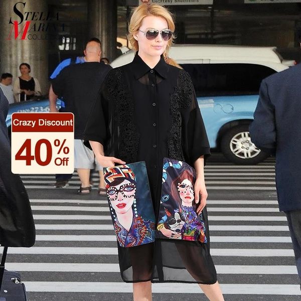 new summer woman black casual chiffon shirt dress large cartoon pockets plus size ladies midi party club dresses robe femme 3456 210303, Black;gray
new summer woman black casual chiffon shirt dress large cartoon pockets plus size ladies midi party club dresses robe femme 3456 210303, Black;gray