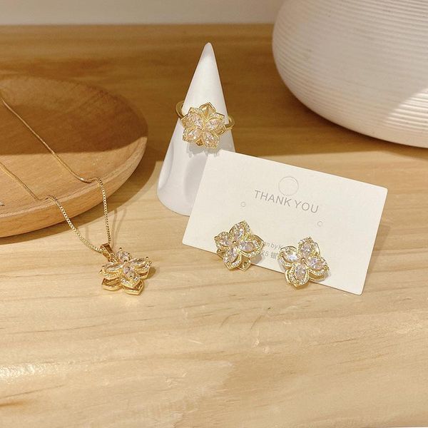 earrings & necklace ins ring accessories set zircon rotating clover jewelry high grade lunxry for women, Silver
earrings & necklace ins ring accessories set zircon rotating clover jewelry high grade lunxry for women, Silver