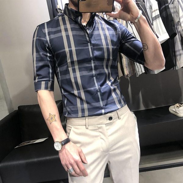 men's dress shirts plaid brand men short sleeve slim fit 2021 summer casual business formal social office clothing, White;black
men's dress shirts plaid brand men short sleeve slim fit 2021 summer casual business formal social office clothing, White;black
