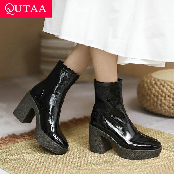 boots qutaa 2022 patent leather ankle square high heel women slip on shoes autumn winter keep warm short big size 34-43, Black
boots qutaa 2022 patent leather ankle square high heel women slip on shoes autumn winter keep warm short big size 34-43, Black