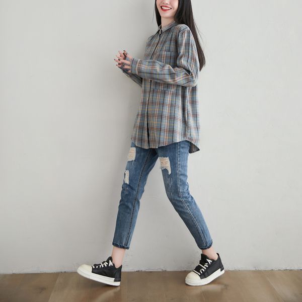 2021 Plaid Shirts Women Checked Blouses Long Lady Tops Cotton Female Clothes Spring Autumn New Arrivals 20TA, White
2021 Plaid Shirts Women Checked Blouses Long Lady Tops Cotton Female Clothes Spring Autumn New Arrivals 20TA, White