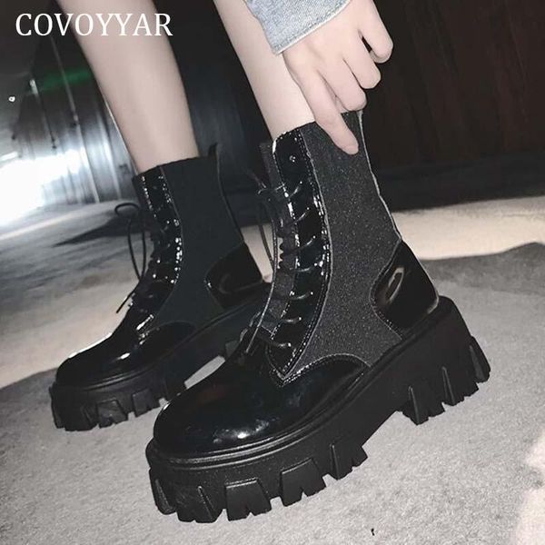 boots covoyyar 2021 cool shoes women lace up patent leather motorcycle woman thick sole platform lady casual wbs4041, Black
boots covoyyar 2021 cool shoes women lace up patent leather motorcycle woman thick sole platform lady casual wbs4041, Black