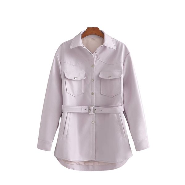 women's jackets casual woman loose purple pu sashes coats spring autumn fashion ladies leather outerwear female chic oversized c9h, Black;brown
women's jackets casual woman loose purple pu sashes coats spring autumn fashion ladies leather outerwear female chic oversized c9h, Black;brown