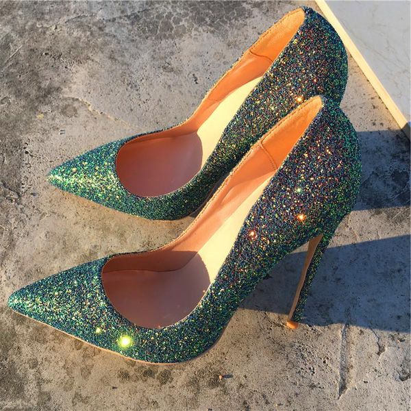 dress shoes high-heeled shallow-mouth women's size 12 colorful sequins slim heel pointed catwalk, Black
dress shoes high-heeled shallow-mouth women's size 12 colorful sequins slim heel pointed catwalk, Black