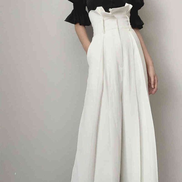 women's pants & capris galcaur white full length trousers for women high waist loose plus size pleated ruffles wide leg female clothing, Black;white
women's pants & capris galcaur white full length trousers for women high waist loose plus size pleated ruffles wide leg female clothing, Black;white