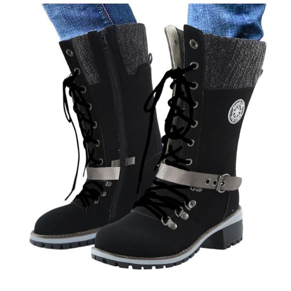 boots women's shoes winter fashion square high heels lace-up round toe solid snow botas de mujer, Black
boots women's shoes winter fashion square high heels lace-up round toe solid snow botas de mujer, Black