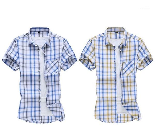 summer men's short-sleeved plaid shirt plus fat xl youth slim casual shirts, White;black
summer men's short-sleeved plaid shirt plus fat xl youth slim casual shirts, White;black