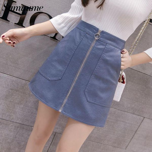 skirts samuume 2021 spring pu skirt solid high waist mini front zipper a-line big pockets women faux leather 7962, Black
skirts samuume 2021 spring pu skirt solid high waist mini front zipper a-line big pockets women faux leather 7962, Black