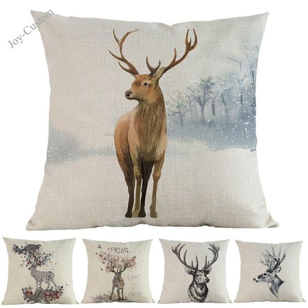 cushion/decorative pillow watercolor style deer reindeer floral antlers pattern linen cotton throw print case home sofa decoration cushion c
cushion/decorative pillow watercolor style deer reindeer floral antlers pattern linen cotton throw print case home sofa decoration cushion c