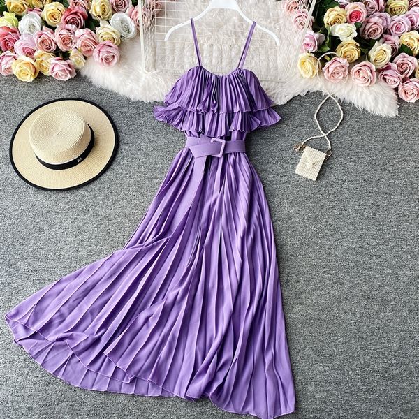 2021 women purple/pink/red pleated midi high waist sleeveless vacation beach es with sashes female robe mujer lc6y, Black;gray
2021 women purple/pink/red pleated midi high waist sleeveless vacation beach es with sashes female robe mujer lc6y, Black;gray