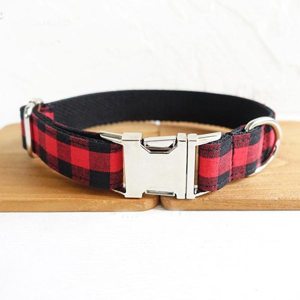 dog collars & leashes collar hand made red black lattice design for dogs leash harness small pet cat christmas