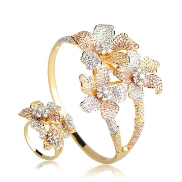 earrings & necklace blucome flower 3 tones big bangles ring set prong setting zirconia jewelry sets for women party hand accessories anillos, Silver
earrings & necklace blucome flower 3 tones big bangles ring set prong setting zirconia jewelry sets for women party hand accessories anillos, Silver