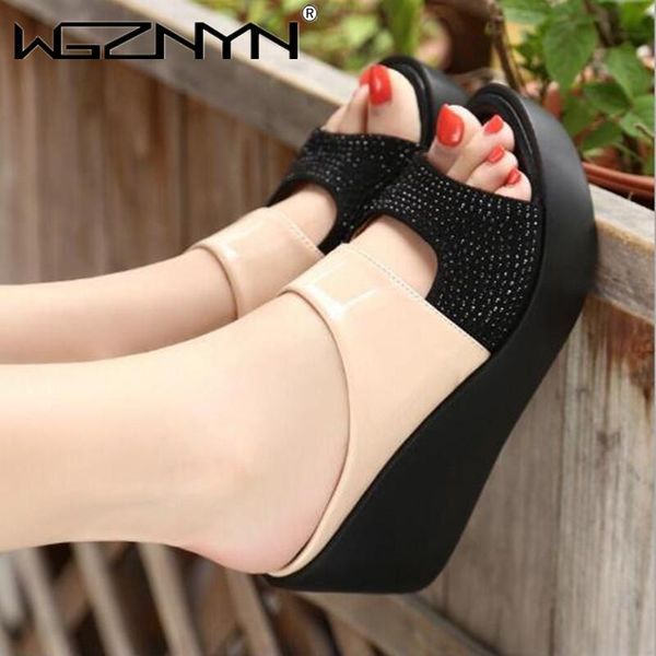 slippers women shoes summer fashion pu leather leisure platform wedges fish mouth sandal thick bottom, Black
slippers women shoes summer fashion pu leather leisure platform wedges fish mouth sandal thick bottom, Black