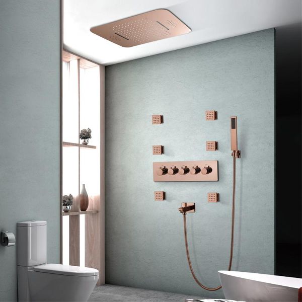 rose gold color shower sets music bluetooth showerhead rainfall waterfall functions with thermostatic brass mixer massage spray
rose gold color shower sets music bluetooth showerhead rainfall waterfall functions with thermostatic brass mixer massage spray
