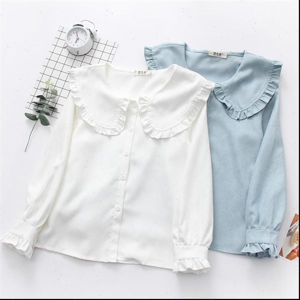 korean new 2021 spring women shirt girl cute sweet ruffles peter pan collar solid color casual blouse female pz2000, White
korean new 2021 spring women shirt girl cute sweet ruffles peter pan collar solid color casual blouse female pz2000, White