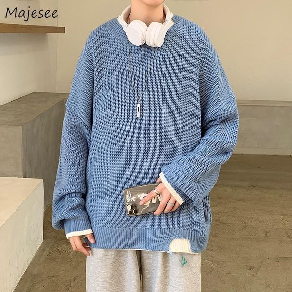 men pullover fake-two pieces sweater ripped designer bf preppy student o-neck couple harajuku baggy knitwear simple basic jumper, White;black
men pullover fake-two pieces sweater ripped designer bf preppy student o-neck couple harajuku baggy knitwear simple basic jumper, White;black
