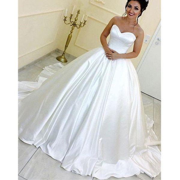 gorgeous satin wedding dresses bridal ball gown sweetheart neckline sweep train custom made plus size 2022 castle sleeveless vestido de novi, White
gorgeous satin wedding dresses bridal ball gown sweetheart neckline sweep train custom made plus size 2022 castle sleeveless vestido de novi, White