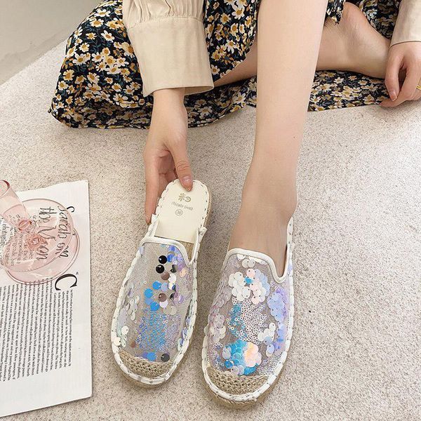 slippers lace mesh sequined flat woven edge half-drag fisherman shoes autumn 2021 casual sweet breathable lazy muller women, Black
slippers lace mesh sequined flat woven edge half-drag fisherman shoes autumn 2021 casual sweet breathable lazy muller women, Black