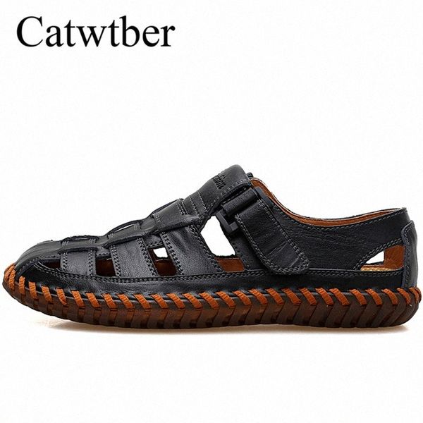 catwtber new mens sandals 2018 leather handmade summer shoes beach casual shoes outdoor sandals for man non slip male beach n6hr#, Black
catwtber new mens sandals 2018 leather handmade summer shoes beach casual shoes outdoor sandals for man non slip male beach n6hr#, Black