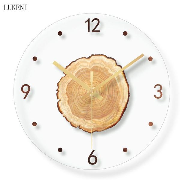 wall clocks wood grain annual rings tempered glass clockwall decor home