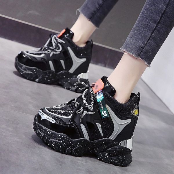 rimocy chunky platform sneakers women thick bottom lace up silver sequin vulcanize shoes woman height increasing casual shoes, Black
rimocy chunky platform sneakers women thick bottom lace up silver sequin vulcanize shoes woman height increasing casual shoes, Black