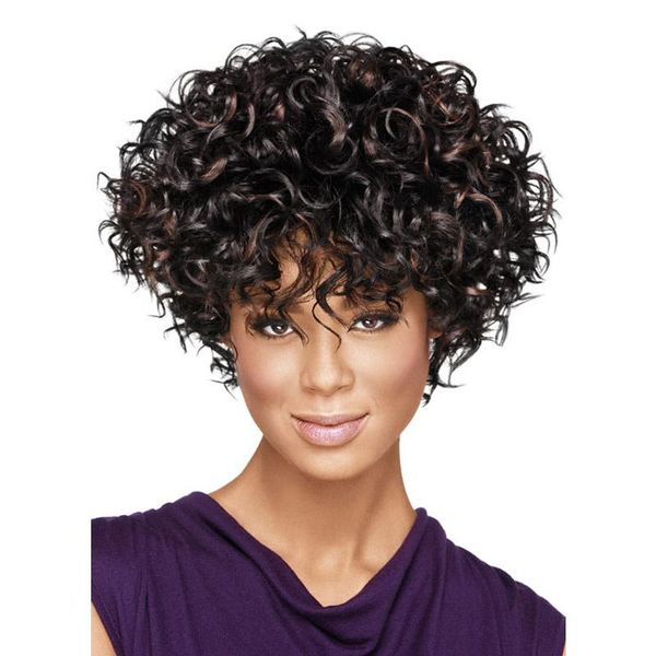 synthetic wigs ladies short curly wig with bangs nature wavy omber black brown looking daily party use for women
synthetic wigs ladies short curly wig with bangs nature wavy omber black brown looking daily party use for women