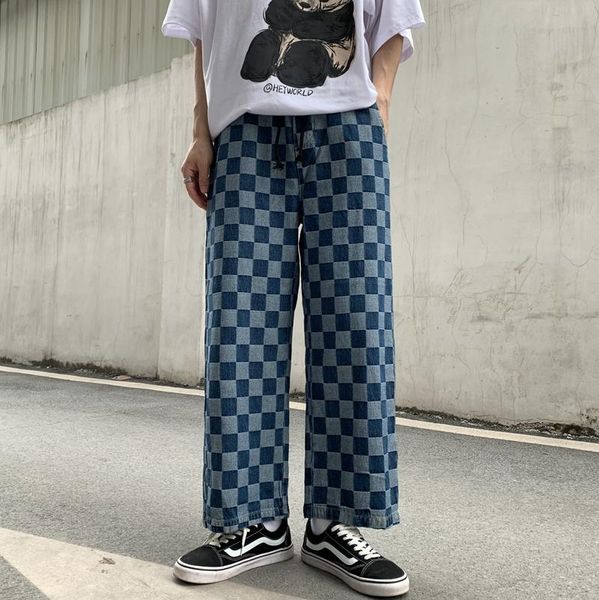 women's jeans trendy retro checkerboard plaid women fashion streetwear straight-leg pants hipster denim wide-leg trousers unisex, Blue
women's jeans trendy retro checkerboard plaid women fashion streetwear straight-leg pants hipster denim wide-leg trousers unisex, Blue