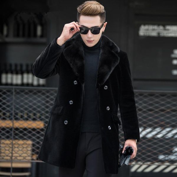 men's leather & faux real fur coat men winter jacket mink collar 100% wool clothes 2021 sheep shearling long coats plus size my5164, Black
men's leather & faux real fur coat men winter jacket mink collar 100% wool clothes 2021 sheep shearling long coats plus size my5164, Black