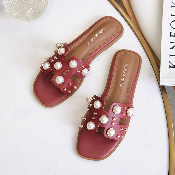 Womens genuine leather beading rivet decoration slip-on flats slides open toe summer leisure female soft comfort slides shoesDress Shoes, Beige
Womens genuine leather beading rivet decoration slip-on flats slides open toe summer leisure female soft comfort slides shoesDress Shoes, Beige