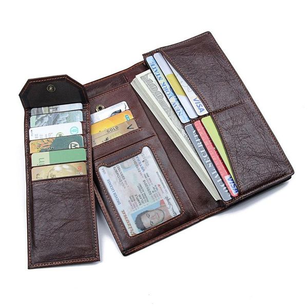 wallets men wax leather long wallet small money purses multi card thin with coin bag, Red;black
wallets men wax leather long wallet small money purses multi card thin with coin bag, Red;black