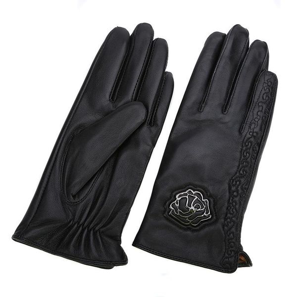 five fingers gloves women' genuine sheepskin leather rose elegant winter warm driving mittens s2362, Blue;gray
five fingers gloves women' genuine sheepskin leather rose elegant winter warm driving mittens s2362, Blue;gray