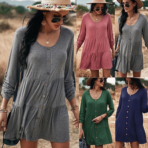 casual dresses 2021 spring summer women's fashion office lady solid o neck buttons long sleeve empire a line mini dress ladies basic lo, Black;gray
casual dresses 2021 spring summer women's fashion office lady solid o neck buttons long sleeve empire a line mini dress ladies basic lo, Black;gray