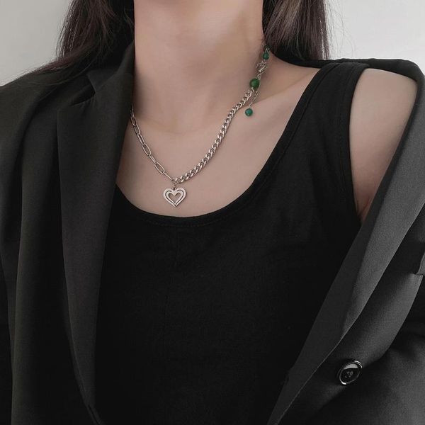 chains moloye 2021 love asymmetric stitching necklace female ins agate green round bead titanium steel temperament niche accessories, Silver
chains moloye 2021 love asymmetric stitching necklace female ins agate green round bead titanium steel temperament niche accessories, Silver
