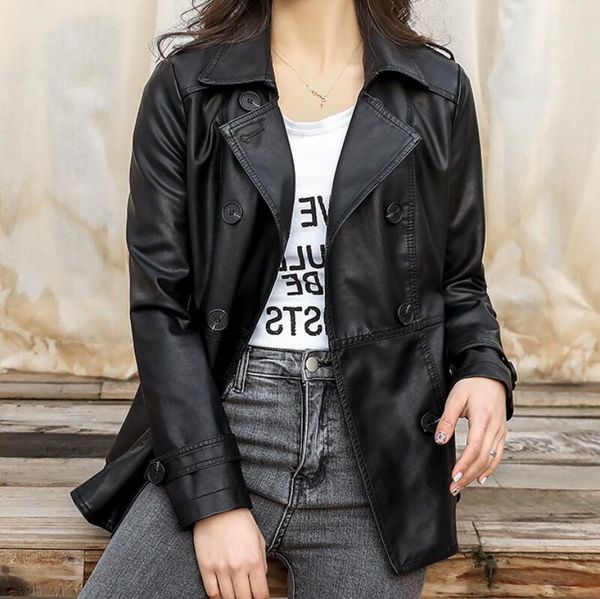 women's leather & faux spring and autumn lapel collar women loose sheepskin motorcycle jacket trend female fashion casual coat m-2xl, Black
women's leather & faux spring and autumn lapel collar women loose sheepskin motorcycle jacket trend female fashion casual coat m-2xl, Black
