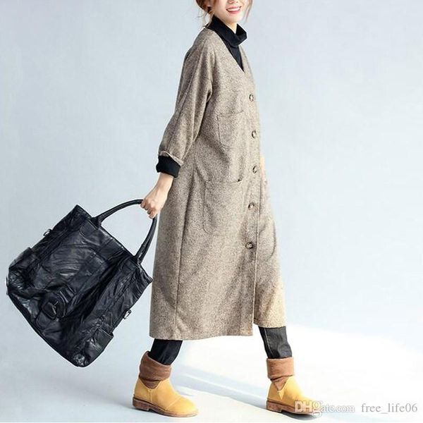 qnpqyx women vintage v neck long sleeve buttons loose pockets solid coat casual autumn fashion cardigans long jacket outwear, Black;brown
qnpqyx women vintage v neck long sleeve buttons loose pockets solid coat casual autumn fashion cardigans long jacket outwear, Black;brown