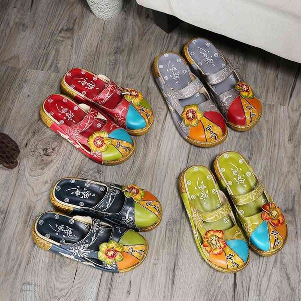 summer leather cowhide thick bottomed flat sandals ethnic candy color non slip women's baotou slippers, Black
summer leather cowhide thick bottomed flat sandals ethnic candy color non slip women's baotou slippers, Black