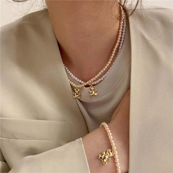pendant necklaces korean retro geometric bear pearl necklace bracelet women trendy temperament lovely jewelry, Silver
pendant necklaces korean retro geometric bear pearl necklace bracelet women trendy temperament lovely jewelry, Silver