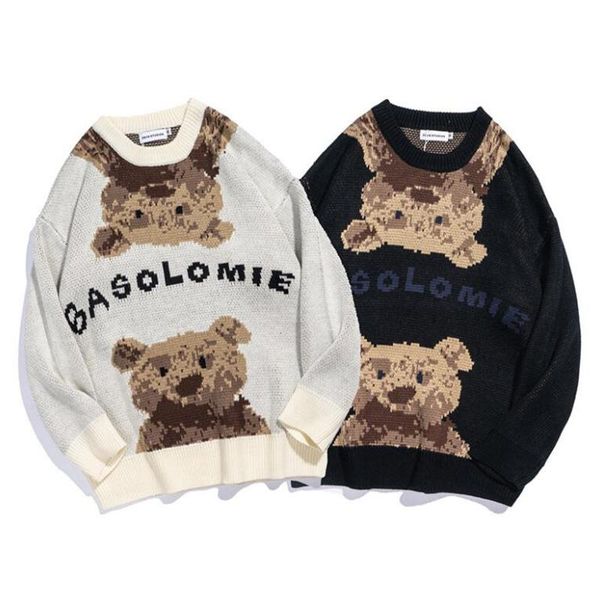 men's sweaters autumn vintage oversized sweater japanese harajuku cartoon knitted pullover cute warm personality bear wear, White;black
men's sweaters autumn vintage oversized sweater japanese harajuku cartoon knitted pullover cute warm personality bear wear, White;black